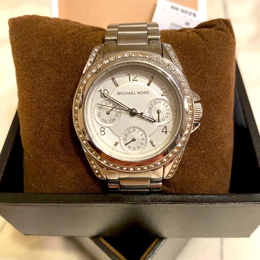 Michael Kors Watch.  Diamond accent Face Sterling Silver